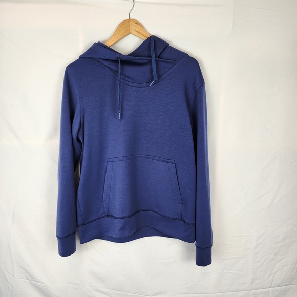 Lululemon City Sleek Hoodie Gatsy Blue‎ Cross Neck Women's Size 10 - Picture 1 of 8